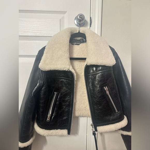 All Saints Shearling Jacket medium - Picture 3 of 12